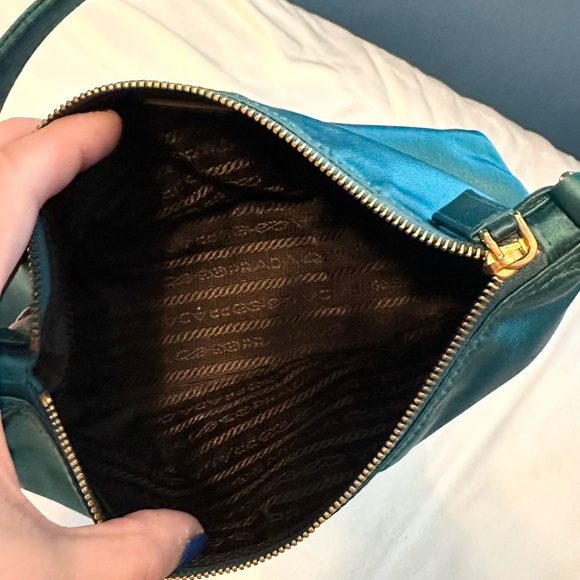 PRADA Satin Mini Hobo Bag Purse in Aqua Teal RARE with COA Authentic - Picture 16 of 16